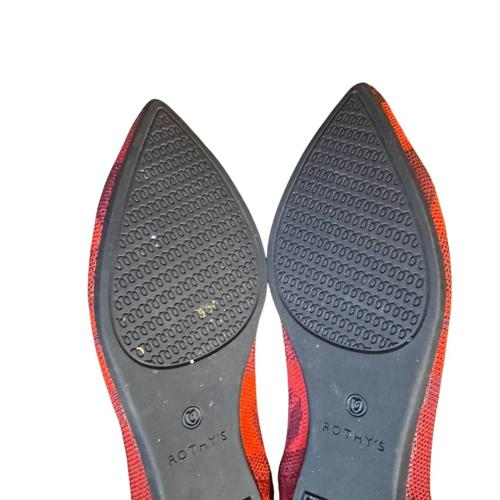 Rothy's The Point Shoes Womens Size 7.5 Red Purple Camo‎ Flats Knit Washable Eco